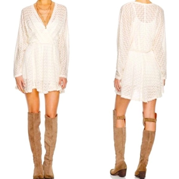 Free People Cream Lace Mini Dress - Picture 1 of 8